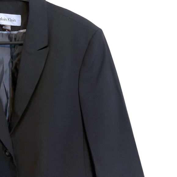 CALVIN KLEIN Blazer Jacket Women's Size 10 Black Lined Stretch 2 Buttons - Picture 5 of 10